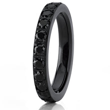 Women's 3MM 1.75Ct Black Titanium Eternity Engagement Band Wedding Ring Black Pave Set CZ