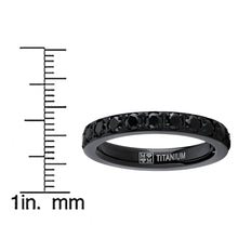 Women's 3MM 1.75Ct Black Titanium Eternity Engagement Band Wedding Ring Black Pave Set CZ