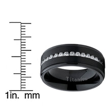 Black Titanium Men's Eternity Wedding Band Ring with Cubic Zirconia CZ, Comfort Fit 8mm