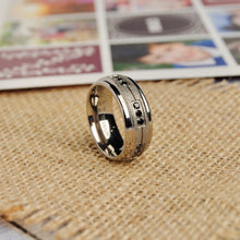 Men's Titanium Black Trinity Cubic Zirconia Ring Wedding Band With Shimmer Finish 8mm Comfort Fit