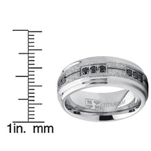 Men's Titanium Black Trinity Cubic Zirconia Ring Wedding Band With Shimmer Finish 8mm Comfort Fit