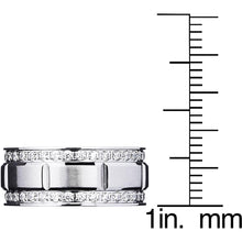 Men's Titanium Wedding Band Ring with Double Row Cubic Zirconia, Comfort Fit Sizes, 9MM  8 to 12