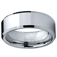 Men's High Polish Beveled Edge Tungsten Carbide Ring sizes 5 to 15