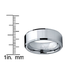 Men's High Polish Beveled Edge Tungsten Carbide Ring sizes 5 to 15