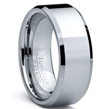 Men's High Polish Beveled Edge Tungsten Carbide Ring sizes 5 to 15