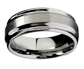 8MM High Polish / Matte Finish Men's Tungsten Ring Wedding Band Sizes 7 to 12