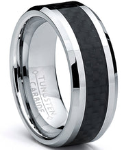 8MM Men's Tungsten Carbide Ring Wedding Band W/ Carbon Fiber Inlay sizes 5 to 15