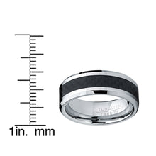 8MM Men's Tungsten Carbide Ring Wedding Band W/ Carbon Fiber Inlay sizes 5 to 15
