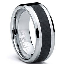 8MM Men's Tungsten Carbide Ring Wedding Band W/ Carbon Fiber Inlay sizes 5 to 15
