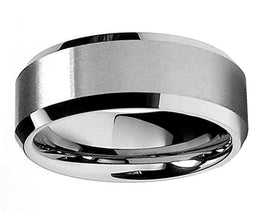 8MM High Polish / Matte Finish Men's Tungsten Ring Wedding Band Sizes 6 to 15