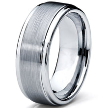 Men's Tungsten Ring Matte Finish High Polish Wedding Band Silver 8MM Comfort-fit