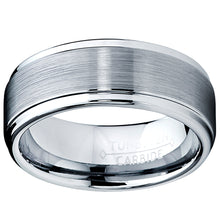 Men's Tungsten Ring Matte Finish High Polish Wedding Band Silver 8MM Comfort-fit
