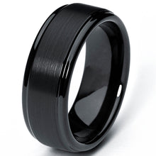 Men's Black Tungsten Ring Matte Finish High Polish Wedding Band 8MM Comfort-fit