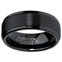 Men's Black Tungsten Ring Matte Finish High Polish Wedding Band 8MM Comfort-fit