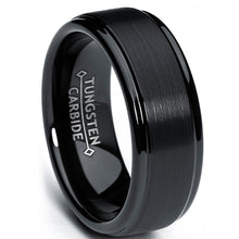 Men's Black Tungsten Ring Matte Finish High Polish Wedding Band 8MM Comfort-fit
