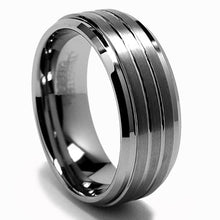 Mens Tungsten Carbide Grooved Ring Wedding Band 9MM