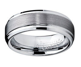 7MM High Polish / Matte Finish Men's Tungsten Ring Wedding Band Sizes 5 to 15