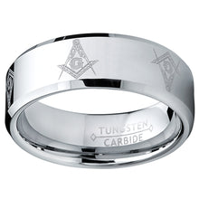 8MM FREEMASON MASONIC Tungsten Carbide Ring Men's Bands Sizes 7 to 15