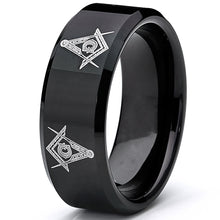 8MM Black FREEMASON MASONIC Tungsten Carbide Ring Men's Bands Sizes 7 to 15