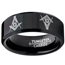 8MM Black FREEMASON MASONIC Tungsten Carbide Ring Men's Bands Sizes 7 to 15