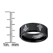 8MM Black FREEMASON MASONIC Tungsten Carbide Ring Men's Bands Sizes 7 to 15