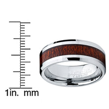 8MM Men's Tungsten Carbide Ring Wedding Band Wood Inlay Sizes 7 to 13