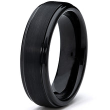 6MM Black High Polish / Matte Finish Men's Tungsten Ring Wedding Band Sizes 5 to 12