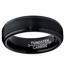 6MM Black High Polish / Matte Finish Men's Tungsten Ring Wedding Band Sizes 5 to 12