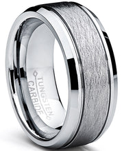 Tungsten Carbide Men's Brushed Center Wedding Band Ring, Comfort Fit ,8 mm Sizes 7 to 15