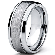 Tungsten Carbide Men's Brushed Center Wedding Band Ring, Comfort Fit ,8 mm Sizes 7 to 15