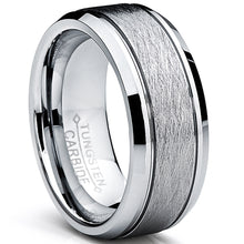 Tungsten Carbide Men's Brushed Center Wedding Band Ring, Comfort Fit ,8 mm Sizes 7 to 15