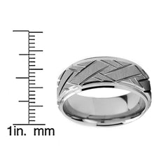 Tungsten Carbide Men's Weave Grooved Pattern Wedding Ring Band, 9mm Sizes 8 to 13