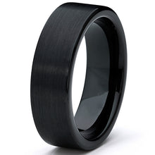 Tungsten Carbide Men's Black Unisex Wedding Band Ring 7MM Sizes 5 to 15