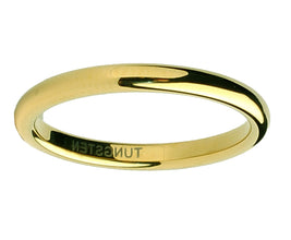 Tungsten Carbide Goldtone Plated Men's Wedding Band Ring 2MM Sizes 5 to 15