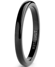 Tungsten Carbide Black Men's Wedding Band Ring 2MM Sizes 5 to 15