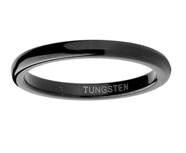 Tungsten Carbide Black Men's Wedding Band Ring 2MM Sizes 5 to 15