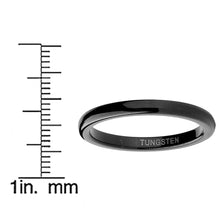 Tungsten Carbide Black Men's Wedding Band Ring 2MM Sizes 5 to 15