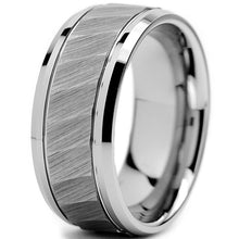 Mens Carved Tungsten Flat Top Comfort Fit Wedding Band Ring (9 MM)