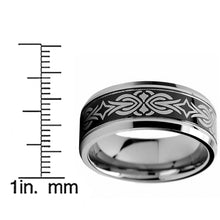 Men's 9MM Tribal Black Two Tone Tungsten Carbide Wedding Band Ring Sizes 8 to 13