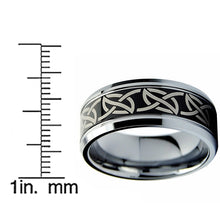 9MM Men's Black Two Tone Tribal Tungsten Carbide Ring Wedding Band Sizes 8 to 13