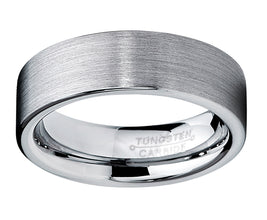 Tungsten Carbide Men's Brushed Wedding Band Ring Comfort Fit 6MM Sizes 5 to 15