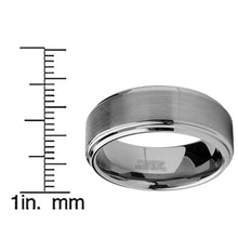 Tungsten Men's Wedding Band 8MM Brushed Finish High-Polish Silvertone Comfort-Fit Beveled Edges