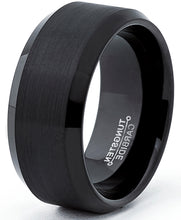 Tungsten Carbide Black Men's Wide Tungsten Carbide Band Ring 10MM,comfort fit Sizes 8 to 15