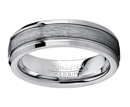 Tungsten Carbide Men's Women's Textured Brushed Center Wedding Band Ring, Comfort Fit 5mm