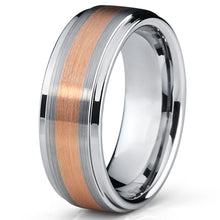 Men's Two Tone Rose Plated Tungsten Carbide Brushed Wedding Band Ring Comfort Fit 8mm