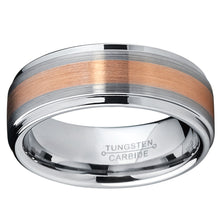 Men's Two Tone Rose Plated Tungsten Carbide Brushed Wedding Band Ring Comfort Fit 8mm
