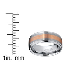 Men's Two Tone Rose Plated Tungsten Carbide Brushed Wedding Band Ring Comfort Fit 8mm
