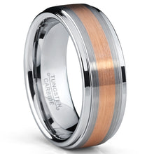 Men's Two Tone Rose Plated Tungsten Carbide Brushed Wedding Band Ring Comfort Fit 8mm