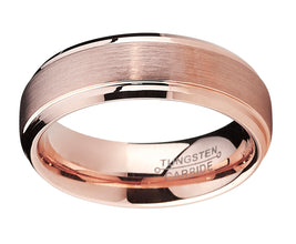 6mm Rose Plated Tungsten Carbide Wedding Band Ring Men's Band comfort fit