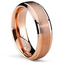 6mm Rose Plated Tungsten Carbide Wedding Band Ring Men's Band comfort fit